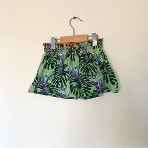 Kids Green and Purple Tropical Patterned Skort